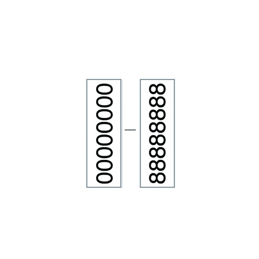 [721-T900-0109] VALKOINEN/MUSTAT NUMEROT 0-8